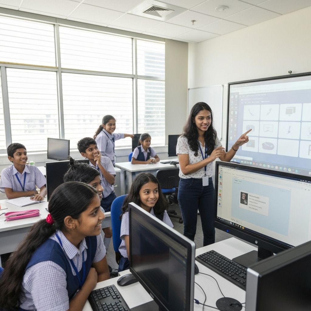 Students learning digital skills